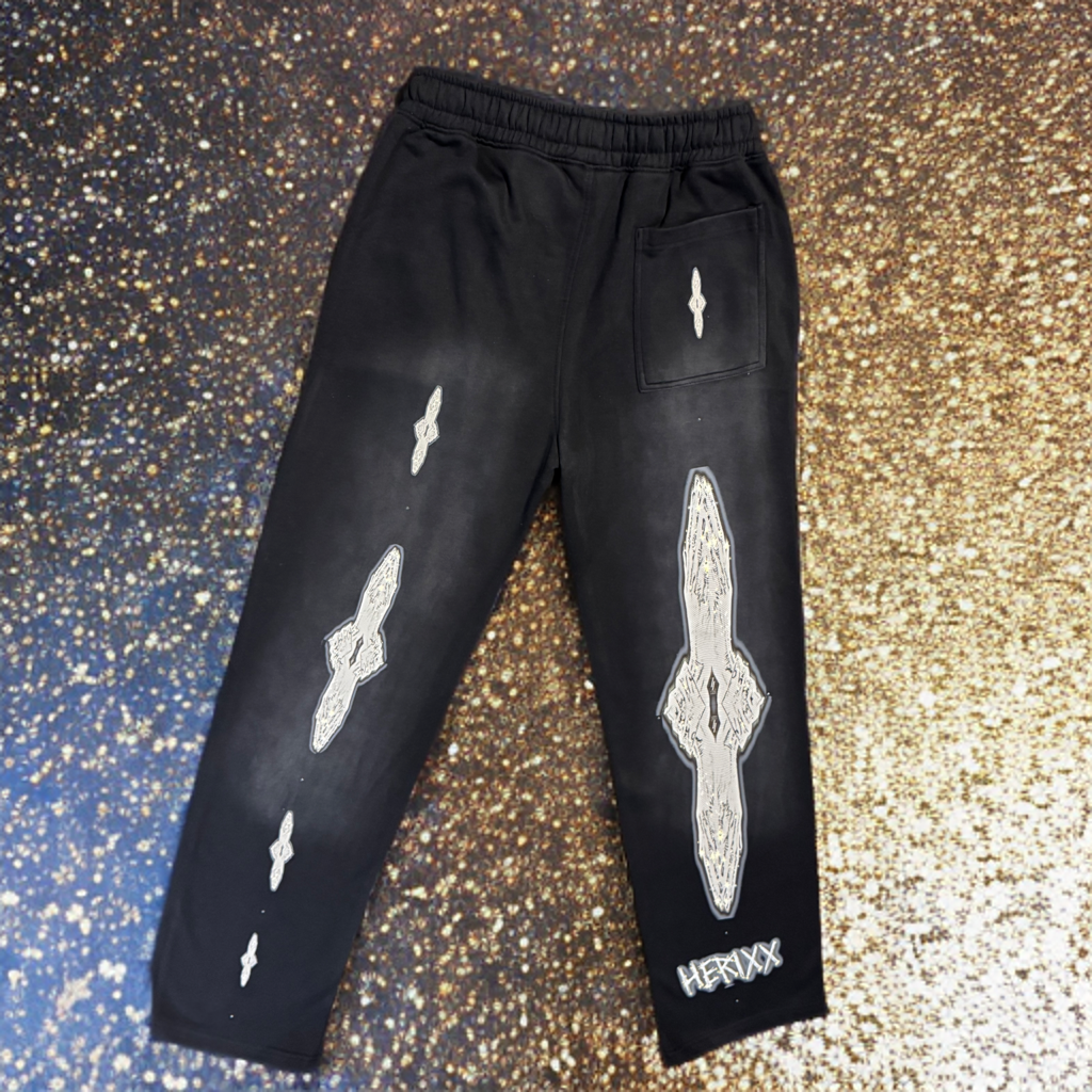 HERIXX BLACK SUN-DRIED WASH PREMIUM SWEATPANTS