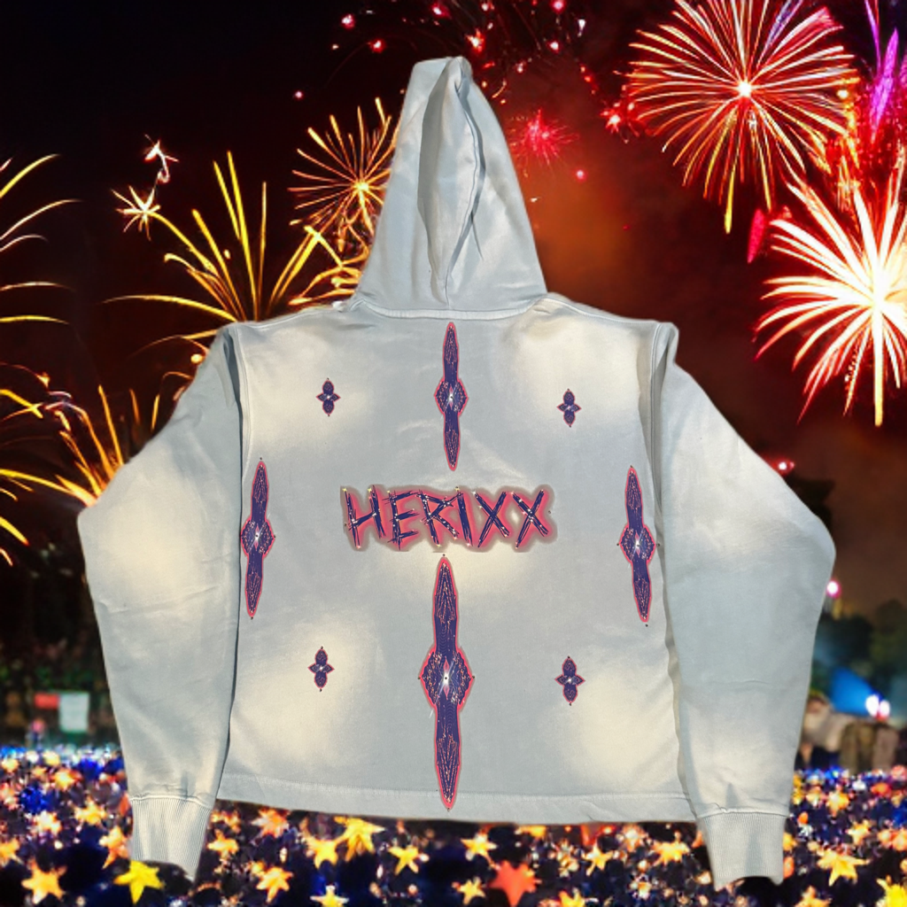 HERIXX BLESSED ONES COLLECTION -SKI BLUE SUN DRIED PREMIUM HOODIE