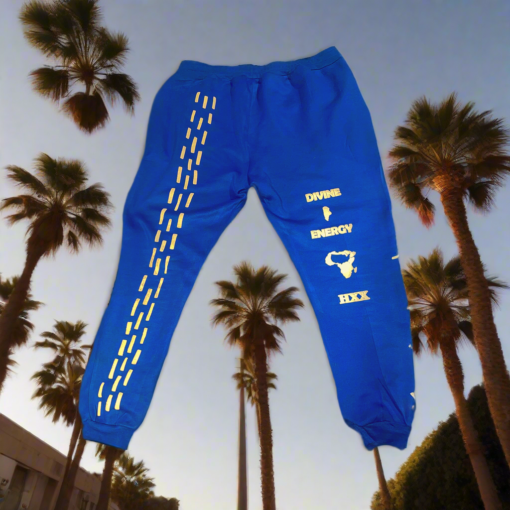 HERITAGE XX-Artisan-Crafted Blue Cotton Sweatpants Featuring Unique Handmade Design