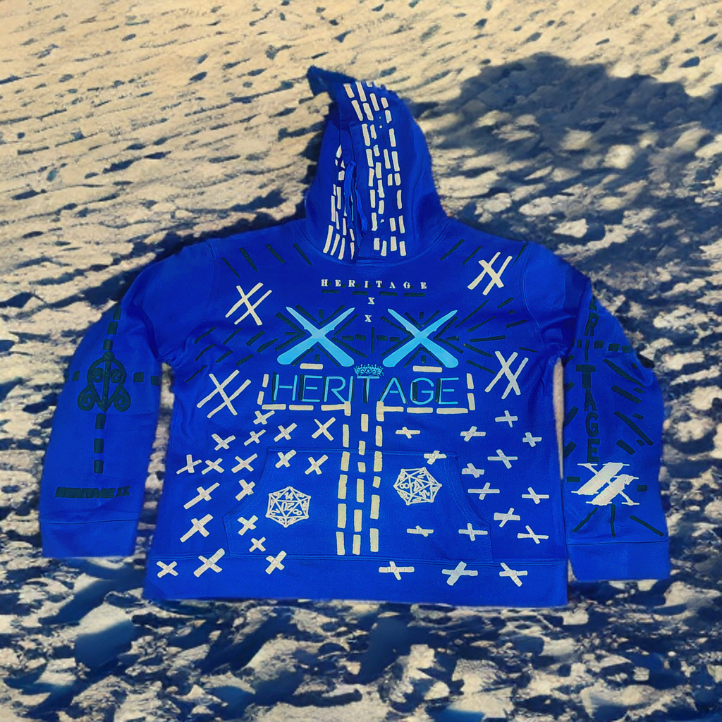 HERITAGE XX-Artisan-Crafted Blue Cotton hoodie Featuring Unique Handmade Design