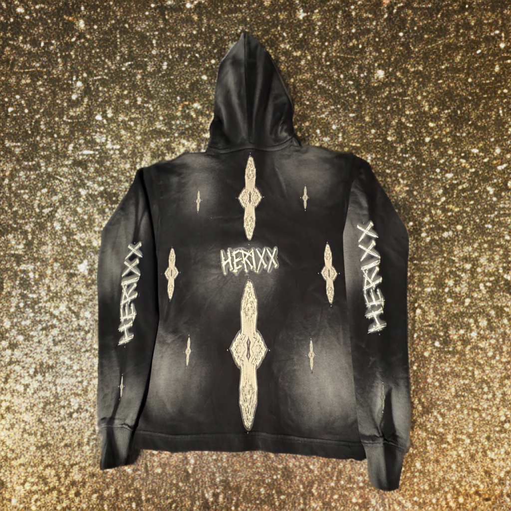 HERIXX BLESSED ONES COLLECTION -BLACK SUN DRIED PREMIUM HOODIE