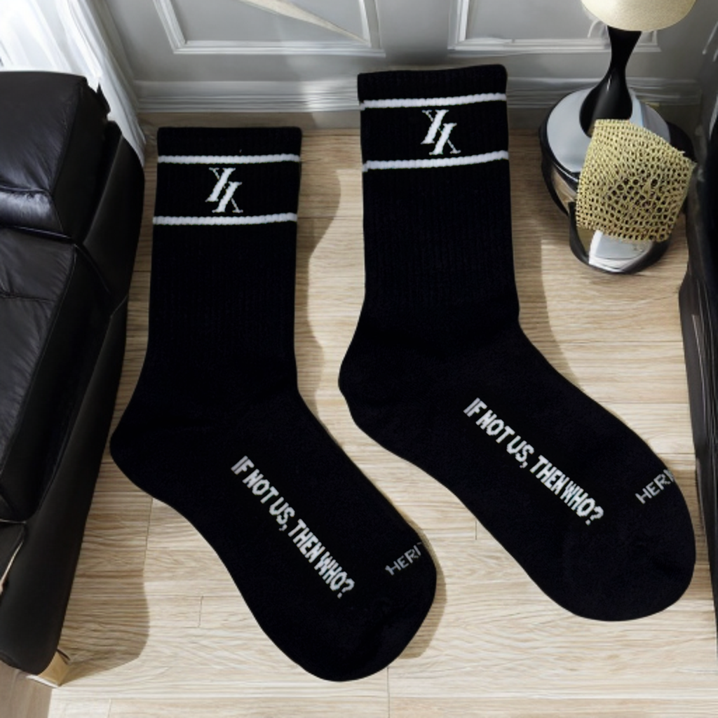 HERITAGE XX (HERIXX) 100% ORGANIC COTTON BLACK SOCKS