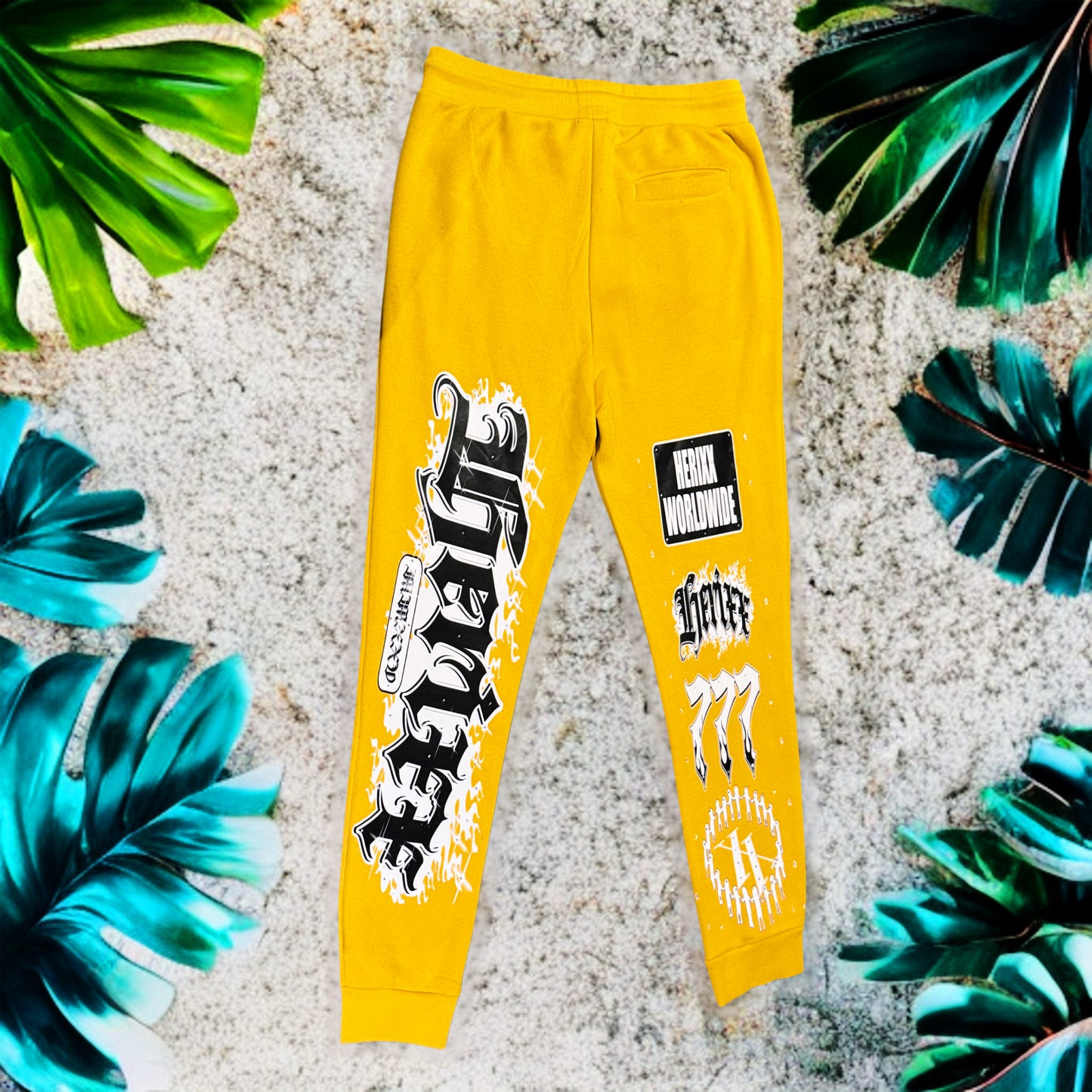 HERITAGE XX (HERIXX) JACKPOT COLLECTION 777 Rhinestone Mustard Sweatpants