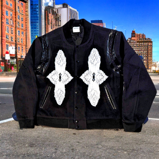 HERITAGE XX (HERIXX) "Praying Hands" BLACK Varsity Jacket