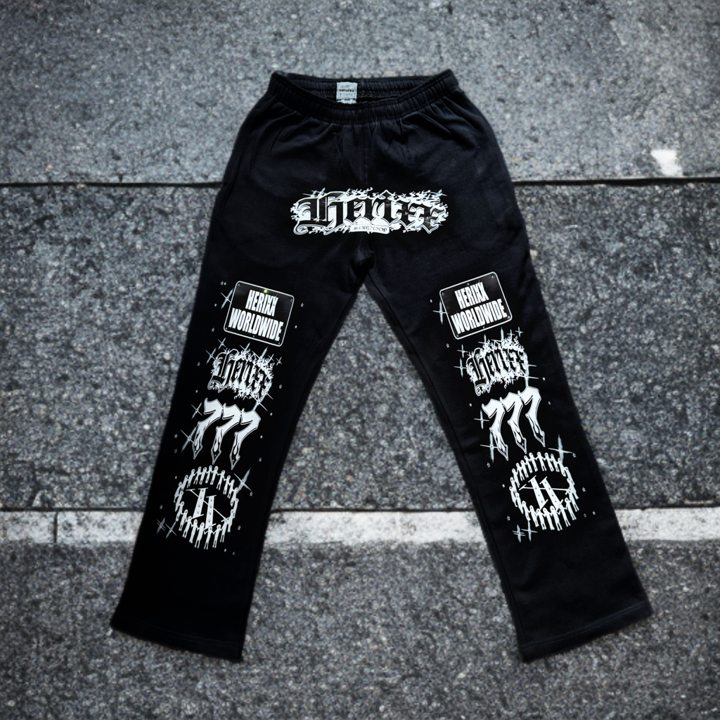 HERITAGE XX (HERIXX) JACKPOT COLLECTION 777 Rhinestone Black Sweatpants
