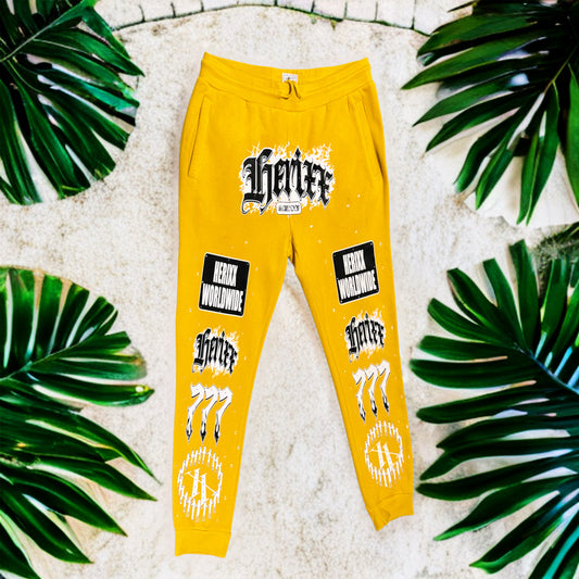 HERITAGE XX (HERIXX) JACKPOT COLLECTION 777 Rhinestone Mustard Sweatpants